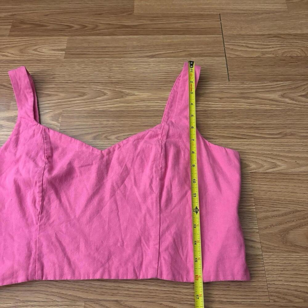 A New Day Linen Blend Pink Crop Top Size Large - Picture 5 of 6